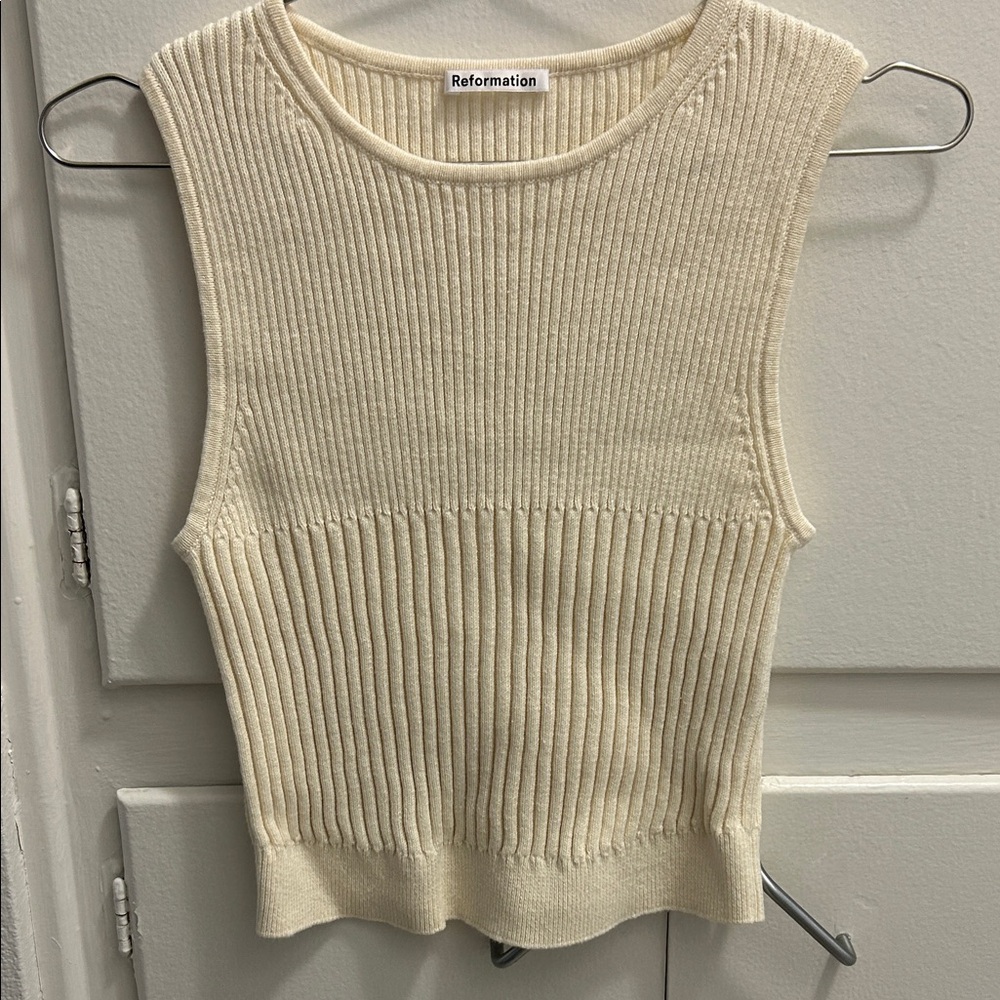 Reformation Ivory Ribbed Tank Top - Picture 4 of 5